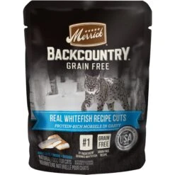 Merrick Backcountry Grain-Free Morsels In Gravy Real Whitefish Recipe Cuts Cat Food Pouches