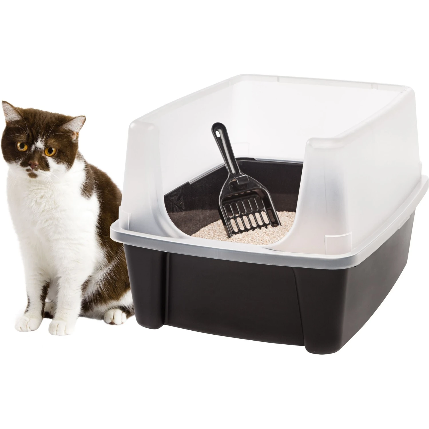 IRIS USA Open Top Litter Box With Scatter Shield & Scoop 1 IRIS USA Open Top Litter Box With Scatter Shield & Scoop