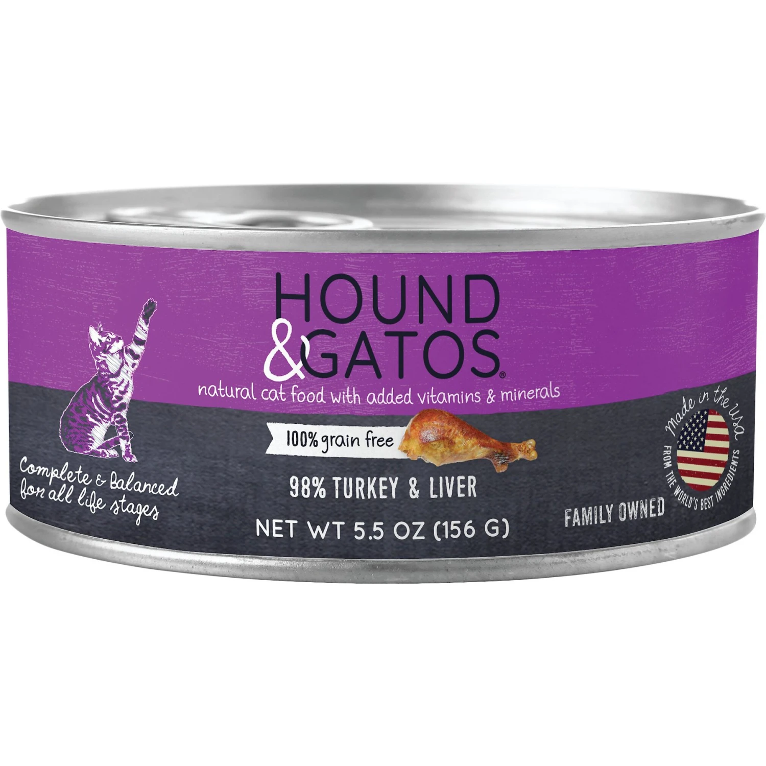 Hound & Gatos 98% Turkey & Liver Formula Grain-Free Canned Cat Food 1 Hound & Gatos 98% Turkey & Liver Formula Grain-Free Canned Cat Food