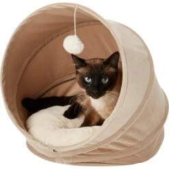 Frisco Foldable Canopy Cat Bed, Sandy Beige -Farmina Pet Shop 140164 PT4. AC SS1800 V1565383626