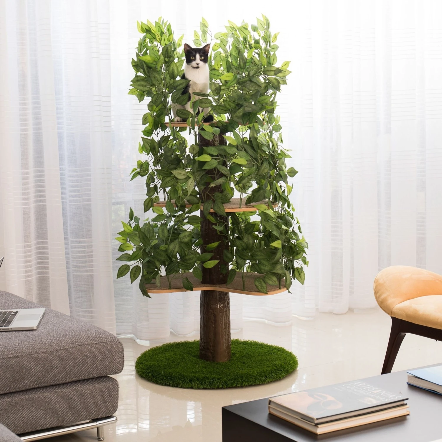 On2Pets 60-in Large Round Modern Cat Tree 2 On2Pets 60-in Large Round Modern Cat Tree - Image 2