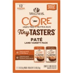 Wellness CORE Tiny Tasters Chicken, Chicken & Turkey Pate Land Variety Pack Grain-Free Cat Food Pouches
