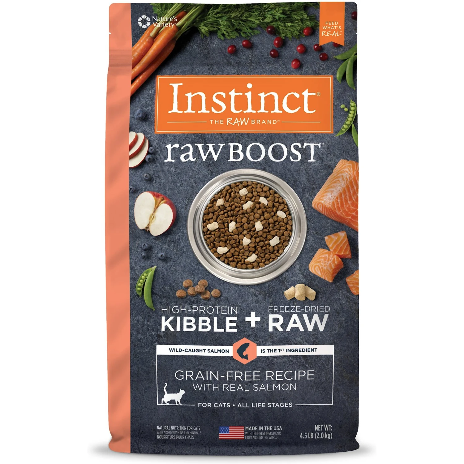 Instinct Raw Boost Grain-Free Recipe With Real Salmon & Freeze-Dried Raw Coated Pieces Dry Cat Food 1 Instinct Raw Boost Grain-Free Recipe With Real Salmon & Freeze-Dried Raw Coated Pieces Dry Cat Food