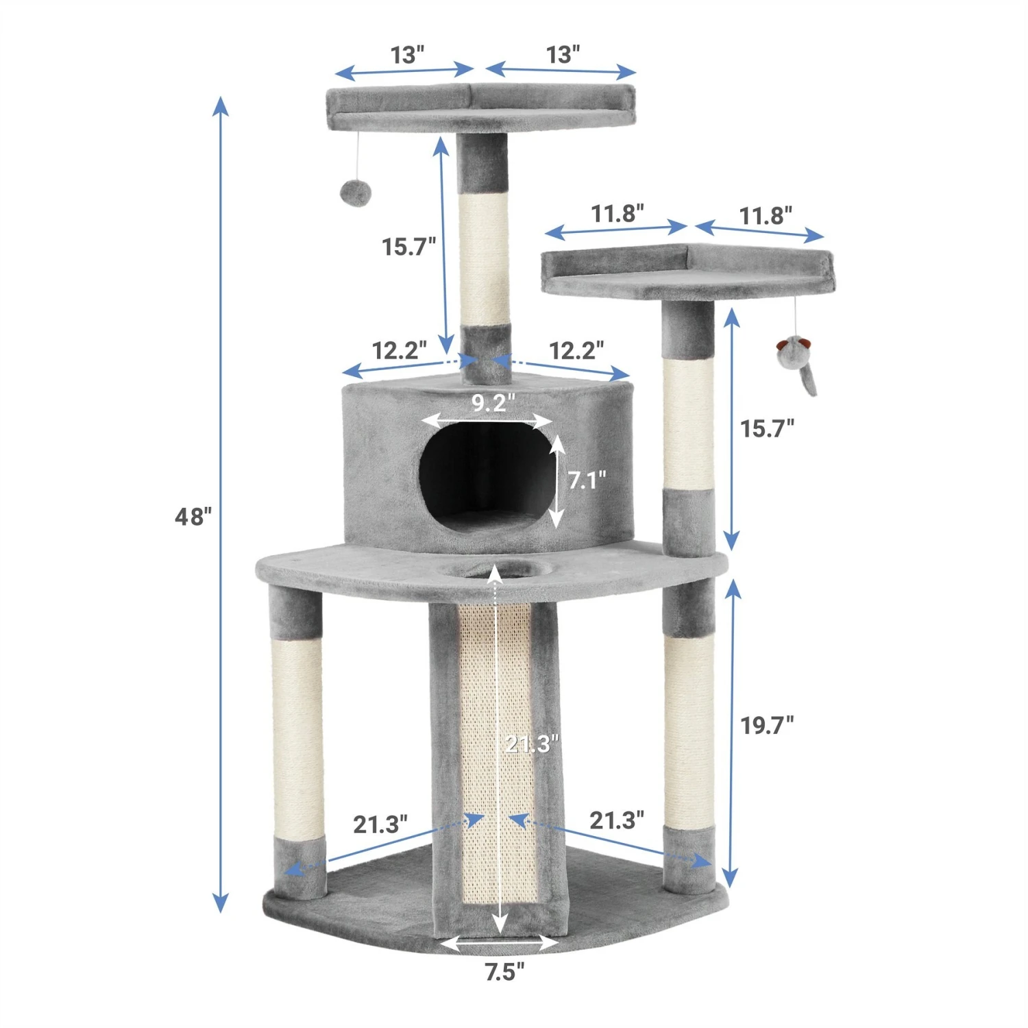 Frisco 48-in Faux Fur Cat Tree & Condo 2 Frisco 48-in Faux Fur Cat Tree & Condo - Image 2