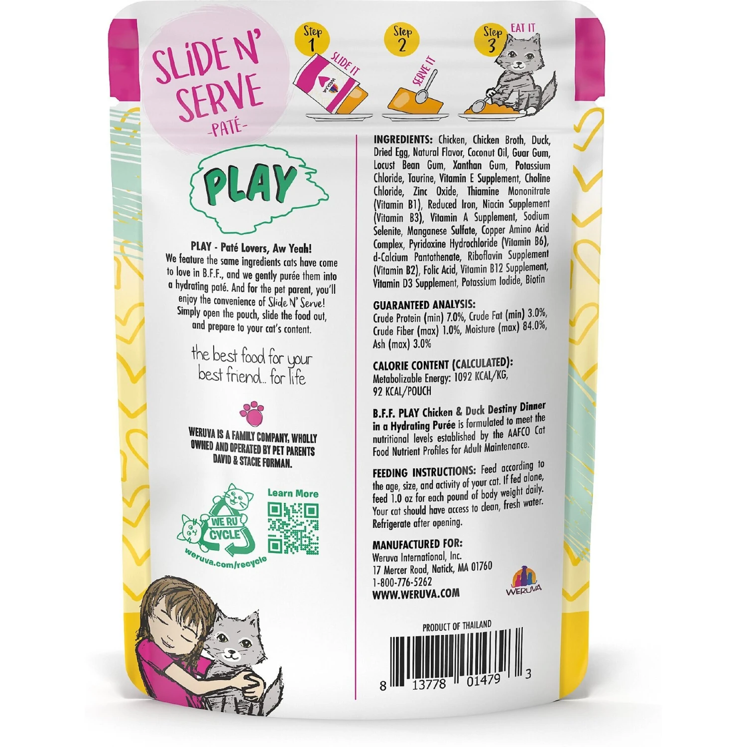 BFF Play Pate Lovers Chicken & Duck Destiny Wet Cat Food, 3-oz Pouch, Pack Of 12 9 BFF Play Pate Lovers Chicken & Duck Destiny Wet Cat Food, 3-oz Pouch, Pack Of 12 - Image 9