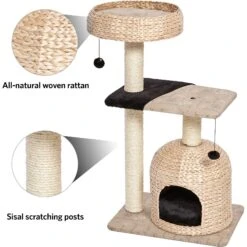 MidWest Feline Nuvo Nest 40.75-in Modern Wicker Cat Tree & Condo -Farmina Pet Shop 198507 PT3. AC SS1800 V1582739416