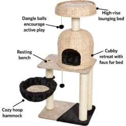 MidWest Feline Nuvo Reid 51.75-in Modern Wicker Cat Tree & Condo -Farmina Pet Shop 198509 PT2. AC SS1800 V1582739163