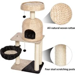 MidWest Feline Nuvo Reid 51.75-in Modern Wicker Cat Tree & Condo -Farmina Pet Shop 198509 PT3. AC SS1800 V1582739419