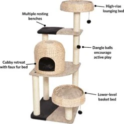 MidWest Feline Nuvo Biscayne 59.75-in Modern Wicker Cat Tree & Condo -Farmina Pet Shop 198511 PT2. AC SS1800 V1582739024