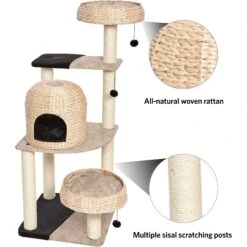 MidWest Feline Nuvo Biscayne 59.75-in Modern Wicker Cat Tree & Condo -Farmina Pet Shop 198511 PT3. AC SS1800 V1582739423