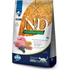 Farmina N&D Ancestral Grain Lamb & Blueberry Recipe Adult Cat Dry Food, 11-lb Bag