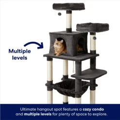 Frisco 64-in Cat Tree With Hammock, Condo, 2 Top Perches With Bed -Farmina Pet Shop 214387 PT2. AC SS1800 V1667227605