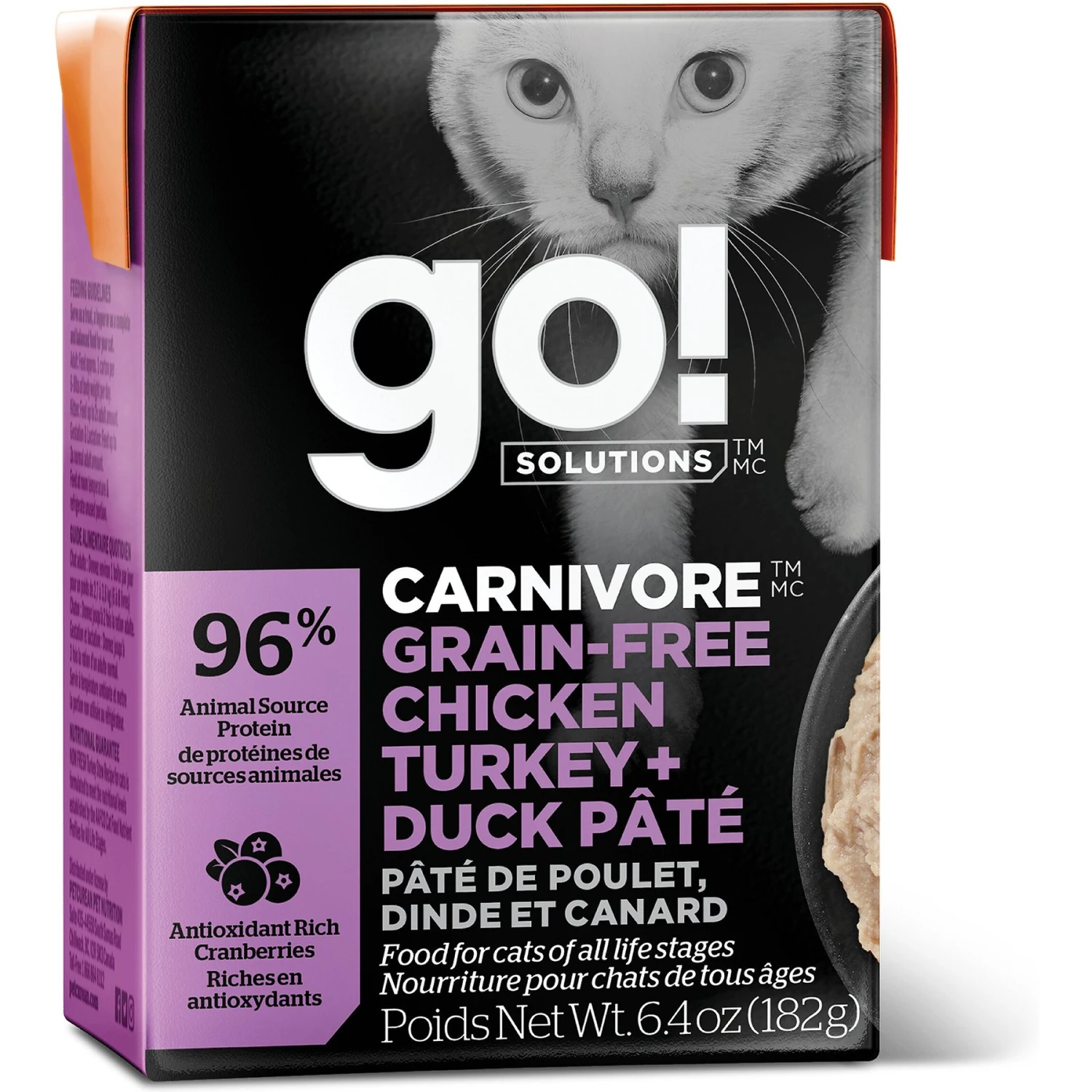 Go! Solutions Carnivore Grain-Free Chicken, Turkey + Duck Pate Cat Food 1 Go! Solutions Carnivore Grain-Free Chicken, Turkey + Duck Pate Cat Food