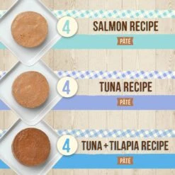 Merrick Purrfect Bistro Tuna, Salmon & Tuna + Tilapia Recipe Variety Pack Grain-Free Pate Canned Cat Food, 3-oz, Case Of 24 -Farmina Pet Shop 235907 PT2. AC SS1800 V1622121470