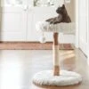 Frisco Natural Wood Modern Cat Tree With Toy, Ivory, Small