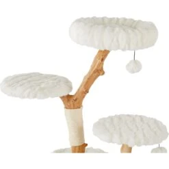 Frisco Natural Wood Modern Cat Tree With Toy, Ivory, Large -Farmina Pet Shop 236563 PT3. AC SS1800 V1615987312