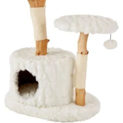 Frisco Natural Wood Modern Cat Tree With Toy, Ivory, Large -Farmina Pet Shop 236563 PT5. AC SS1800 V1615989095