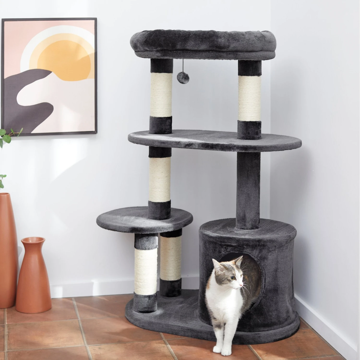 Frisco 48.25-in Heavy Duty Faux Fur Cat Tree & Condo 1 Frisco 48.25-in Heavy Duty Faux Fur Cat Tree & Condo