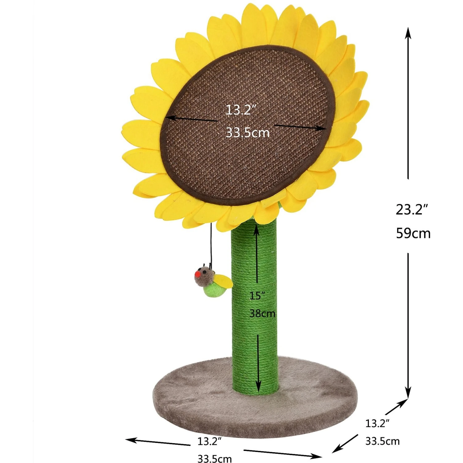 Catry Sunflower 23.2-in Sisal Cat Scratching Post With Toy 2 Catry Sunflower 23.2-in Sisal Cat Scratching Post With Toy - Image 2