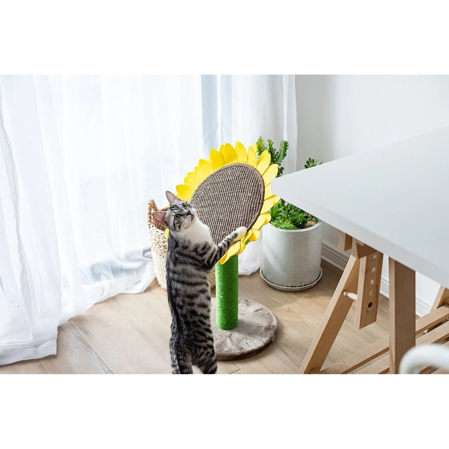 Catry Sunflower 23.2-in Sisal Cat Scratching Post With Toy 4 Catry Sunflower 23.2-in Sisal Cat Scratching Post With Toy - Image 4