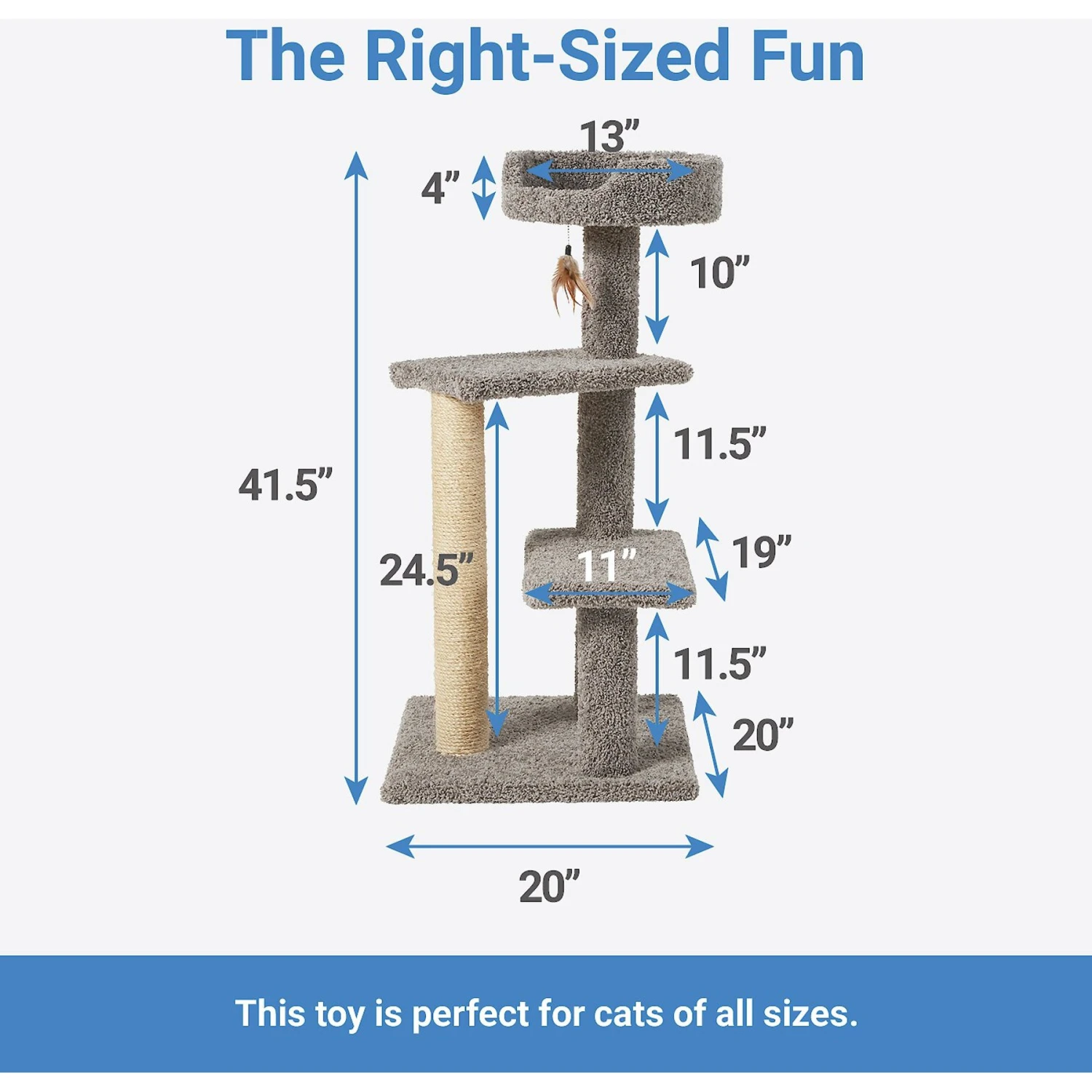 Frisco 41.5-in Real Carpet Wooden Cat Tree 2 Frisco 41.5-in Real Carpet Wooden Cat Tree - Image 2