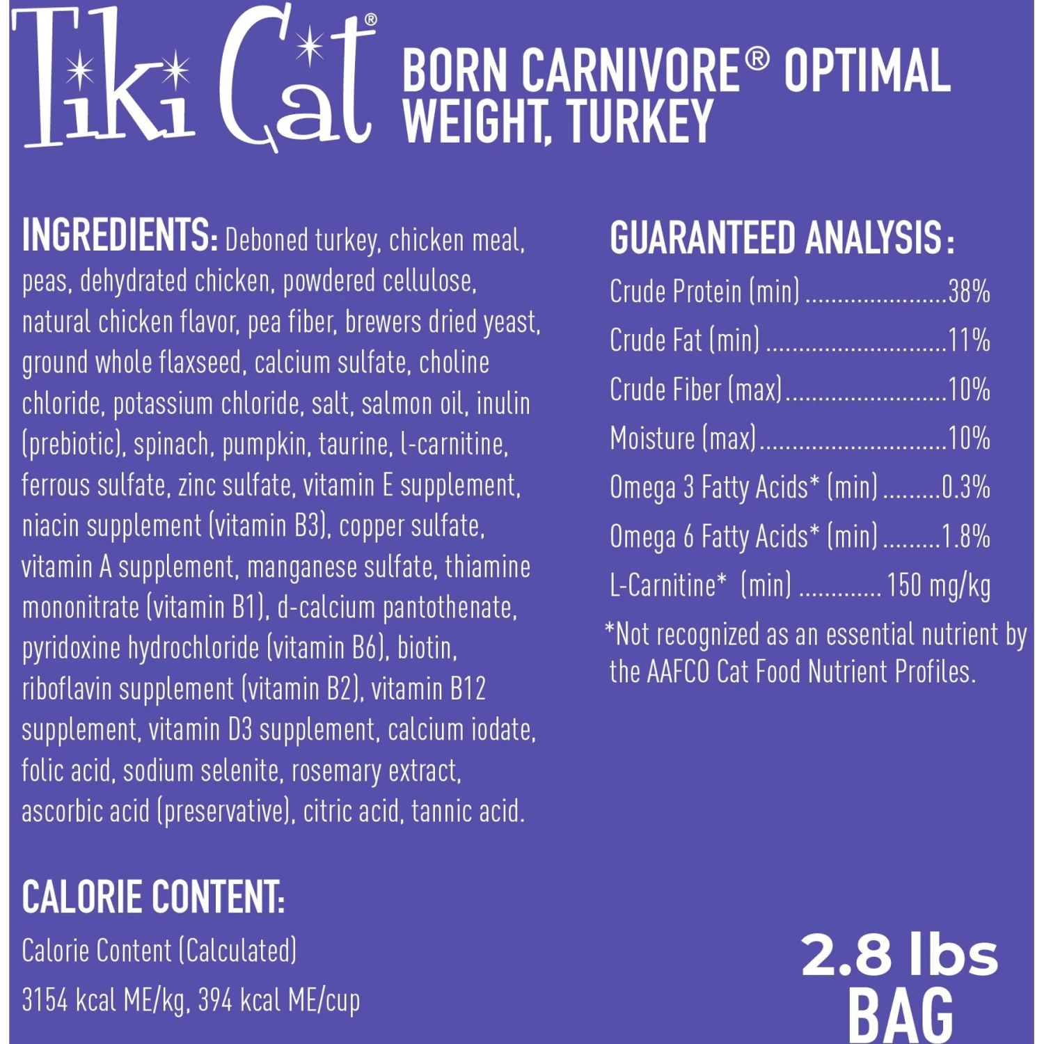 Tiki Cat Born Carnivore Light Turkey Recipe Adult Dry Cat Food, 2.8-lb Bag 2 Tiki Cat Born Carnivore Light Turkey Recipe Adult Dry Cat Food, 2.8-lb Bag - Image 2