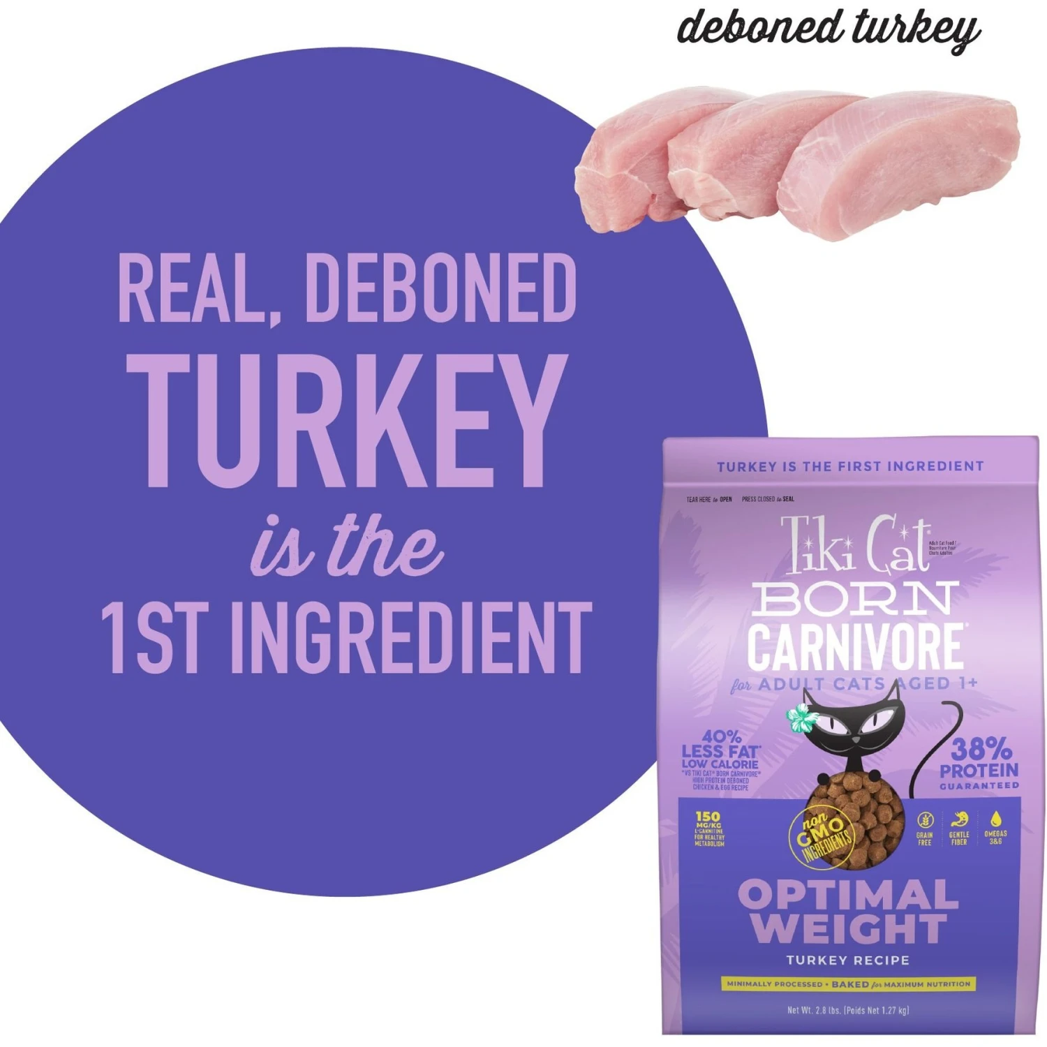 Tiki Cat Born Carnivore Light Turkey Recipe Adult Dry Cat Food, 2.8-lb Bag 4 Tiki Cat Born Carnivore Light Turkey Recipe Adult Dry Cat Food, 2.8-lb Bag - Image 4
