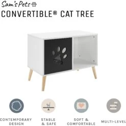 Sam's Pets Convertible 22-in Cat Tree End Table, Black & White -Farmina Pet Shop 261866 PT2. AC SS1800 V1634934438