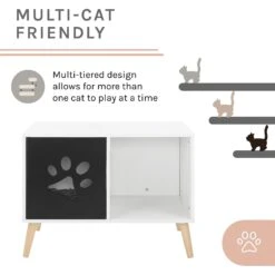 Sam's Pets Convertible 22-in Cat Tree End Table, Black & White -Farmina Pet Shop 261866 PT3. AC SS1800 V1634934440