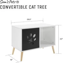 Sam's Pets Convertible 22-in Cat Tree End Table, Black & White -Farmina Pet Shop 261866 PT8. AC SS1800 V1634934419