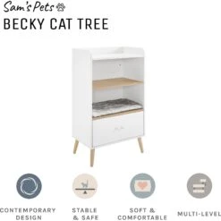 Sam's Pets Becky 39-in Single Rest Bookshelf With Drawer & Cat Tree -Farmina Pet Shop 261886 PT2. AC SS1800 V1635092206