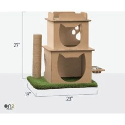 On2Pets Modern Wooden Cat House & Loft, Beige -Farmina Pet Shop 262110 PT3. AC SS1800 V1671029933