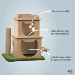 On2Pets Modern Wooden Cat House & Loft, Beige -Farmina Pet Shop 262110 PT4. AC SS1800 V1671029871