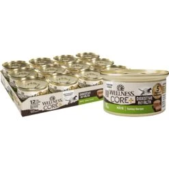 Wellness CORE Digestive Health Turkey Pate Recipe Grain-Free Wet Cat Food, 3-oz, Case Of 12