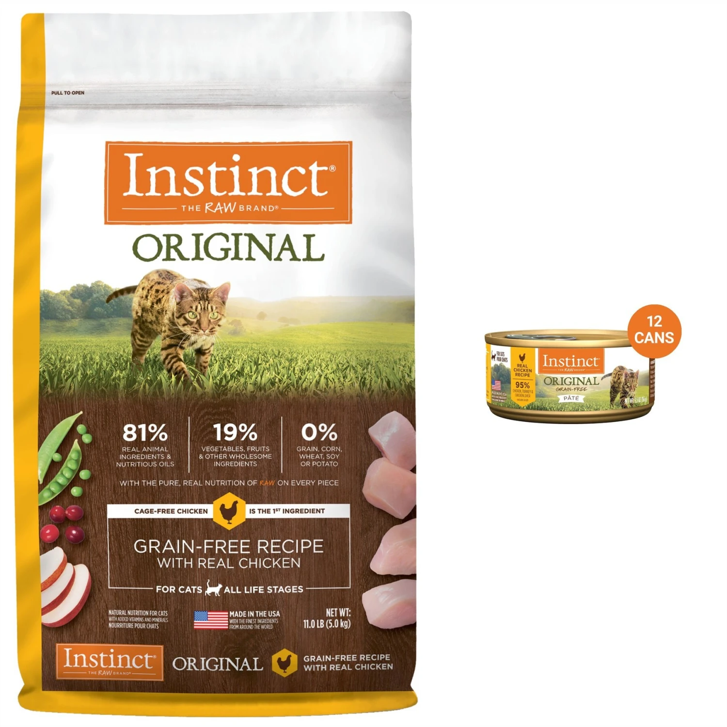 Instinct Original Grain-Free Recipe With Real Chicken Freeze-Dried Raw Coated Dry Cat Food & Instinct Original Grain-Free Pate Real Chicken Recipe Wet Canned Cat Food 1 Instinct Original Grain-Free Recipe With Real Chicken Freeze-Dried Raw Coated Dry Cat Food & Instinct Original Grain-Free Pate Real Chicken Recipe Wet Canned Cat Food