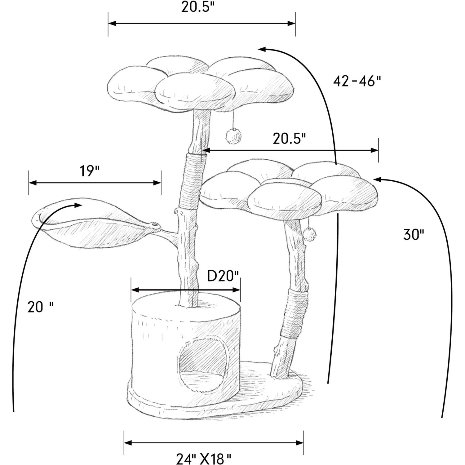 KBSPETS Floral 45-in Sisal Cat Tree 8 KBSPETS Floral 45-in Sisal Cat Tree - Image 8