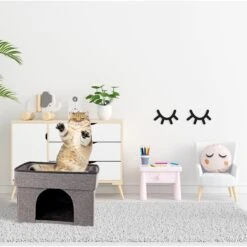 Precious Tails Home Base Rectangular 2-Tier Collapsible Cat Cave -Farmina Pet Shop 366632 PT7. AC SS1800 V1644376611