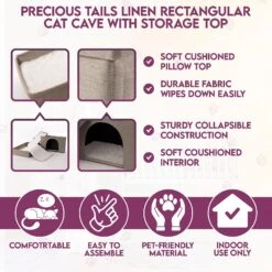 Precious Tails Home Base Rectangular 2-Tier Collapsible Cat Cave -Farmina Pet Shop 366632 PT8. AC SS1800 V1644372403
