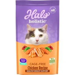 Halo Holistic Indoor Chicken Recipe Complete Digestive Health & Healthy Weight Support Adult Grain-Free Cage-Free Dry Cat Food