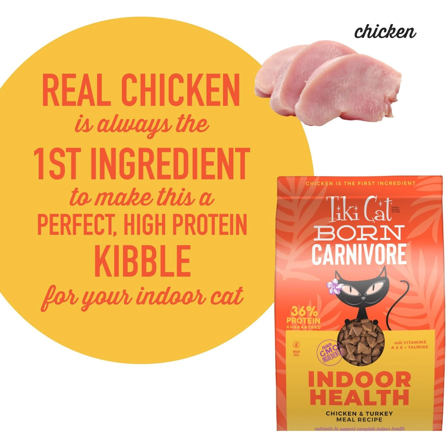 Tiki Cat Born Carnivore Grain-Free Chicken & Turkey Meal Recipe Dry Cat Food 4 Tiki Cat Born Carnivore Grain-Free Chicken & Turkey Meal Recipe Dry Cat Food - Image 4