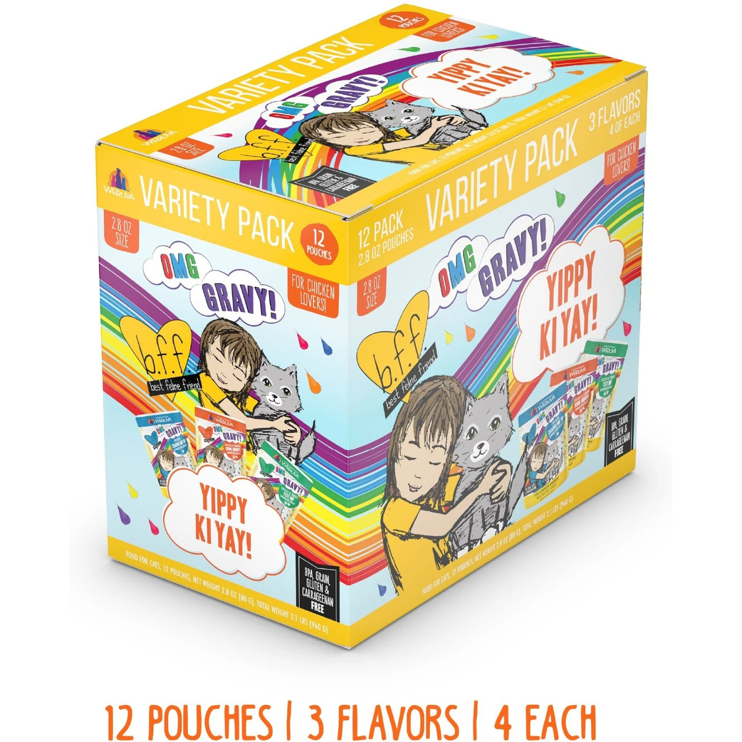 Weruva Best Feline Friend Oh My Gravy! Yippy Ki Yay Yellow Gravies! Variety Pack Grain-Free Wet Cat Food, 2.8-oz Pouch, Case Of 12 5 Weruva Best Feline Friend Oh My Gravy! Yippy Ki Yay Yellow Gravies! Variety Pack Grain-Free Wet Cat Food, 2.8-oz Pouch, Case Of 12 - Image 5