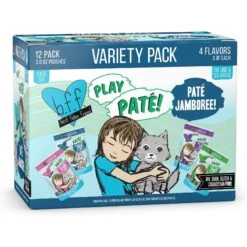 Weruva Best Feline Friend Paté Lovers, Aw Yeah! Paté Jamboree! Variety Pack Grain-Free Wet Cat Food, 2.8-oz Pouch, Case Of 12
