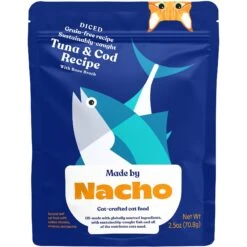 Made By Nacho Sustainably Caught Diced Tuna & Cod Recipe With Homestyle Bone Broth Grain-Free Wet Cat Food