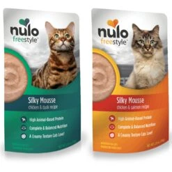 Nulo Freestyle Silky Mousse Chicken & Duck Recipe Grain-Free Wet Cat Food, 2.8-oz, Case Of 24 & Nulo Freestyle Silky Mousse Chicken & Salmon Recipe Grain-Free Wet Cat Food, 2.8-oz, Case Of 24