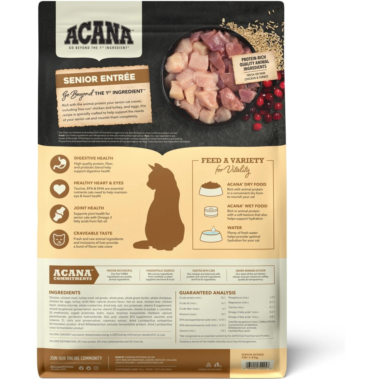 ACANA Senior Entrée Free-Run Chicken & Turkey Dry Cat Food 3 ACANA Senior Entrée Free-Run Chicken & Turkey Dry Cat Food - Image 3