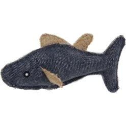 Pet Life Durable Fish Plush Cat Toy With Catnip, Black
