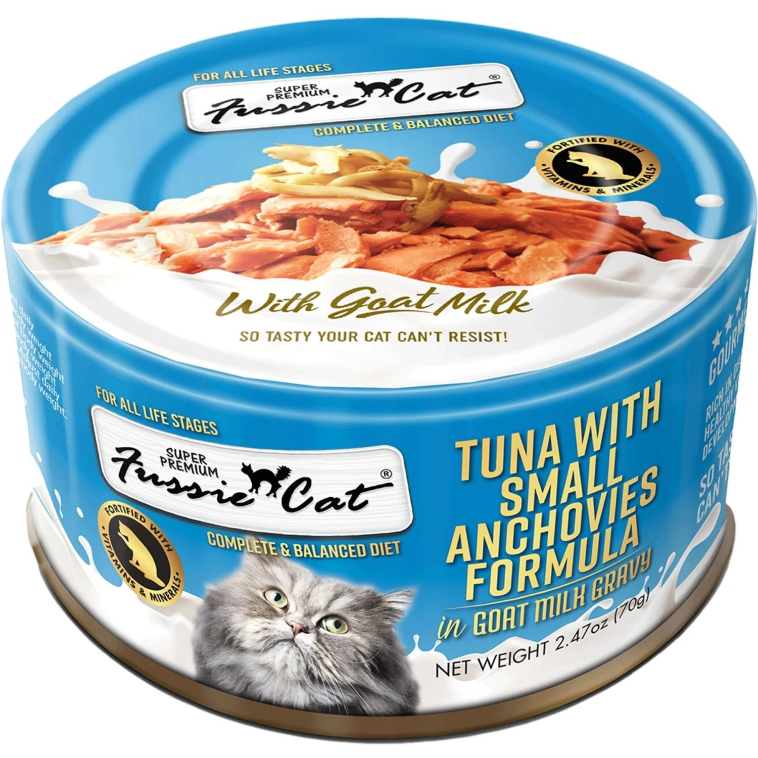 Fussie Cat Tuna With Small Anchovies In Goats Milk Wet Cat Food, 2.47-oz Can, Case Of 24 1 Fussie Cat Tuna With Small Anchovies In Goats Milk Wet Cat Food, 2.47-oz Can, Case Of 24