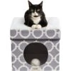 Friends Forever Taylor Collapsible Cube Cat House & Ottoman, Grey