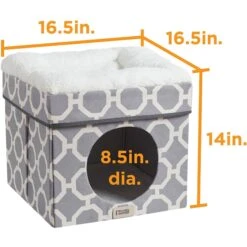 Friends Forever Taylor Collapsible Cube Cat House & Ottoman, Grey 16 Friends Forever Taylor Collapsible Cube Cat House & Ottoman, Grey -Farmina Pet Shop 851550 PT7. AC SS1800 V1683836207