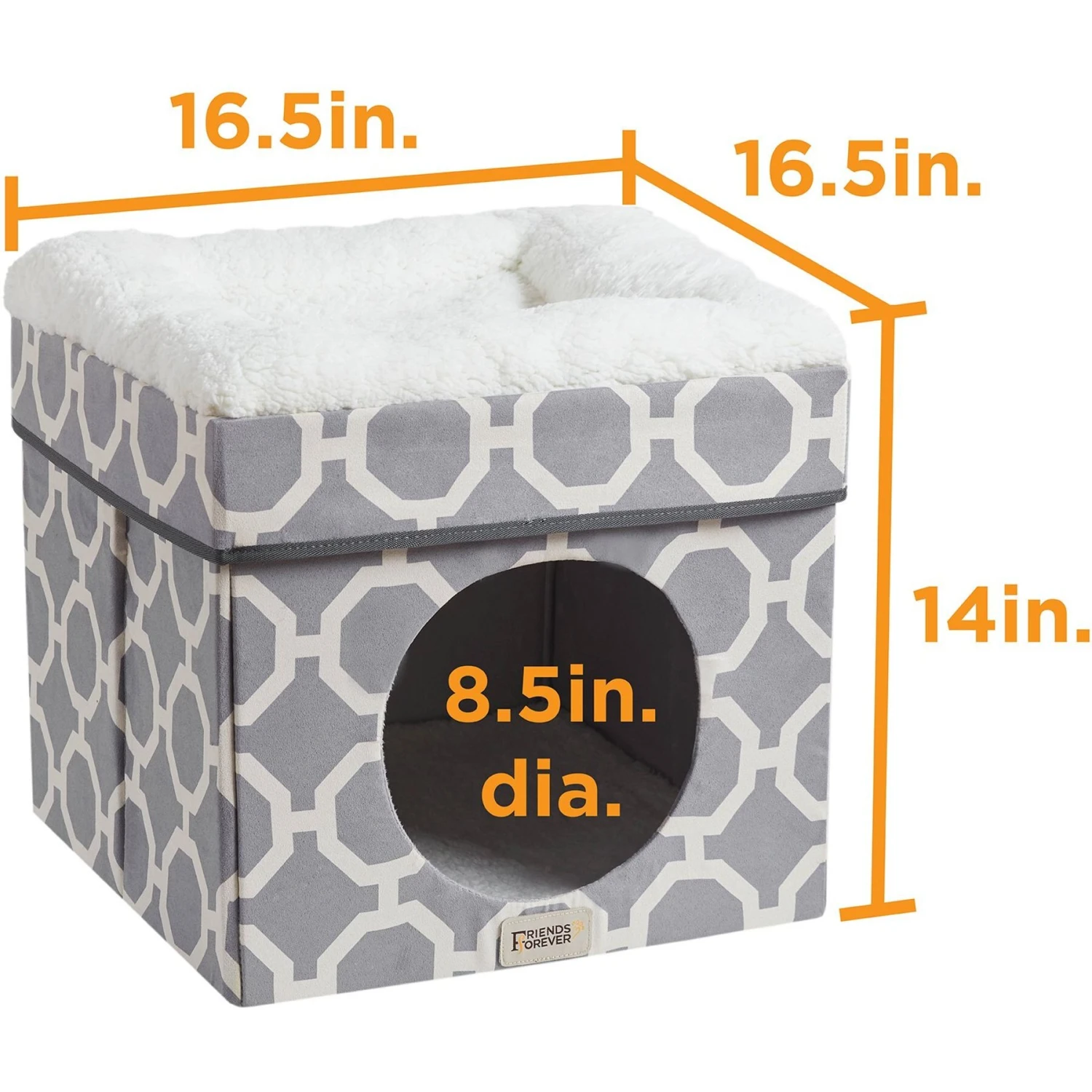 Friends Forever Taylor Collapsible Cube Cat House & Ottoman, Grey 8 Friends Forever Taylor Collapsible Cube Cat House & Ottoman, Grey - Image 8